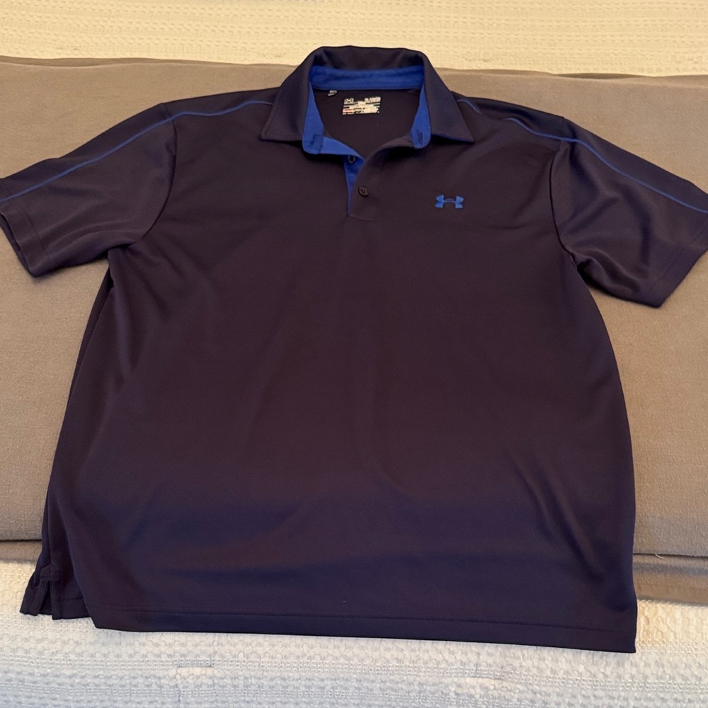 Under Armour Men's Dark Navy Polo with Royal Blue Accents